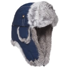 Mad Bomber® Supplex Aviator Hat (For Kids) in Navy W/Grey Fur - Closeouts