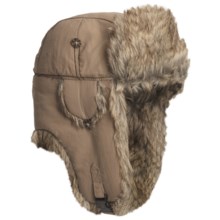 Mad Bomber® Supplex® Nylon Aviator Hat - Faux Fur, Insulated (For Men and Women) in Khaki W/Brown Fur - Closeouts