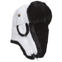 Mad Bomber® Supplex® Nylon Aviator Hat - Faux Fur, Insulated (For Men and Women) in White W/Black Fur - Closeouts