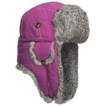 Mad Bomber® Supplex® Nylon Aviator Hat - Rabbit Fur (For Men and Women) in Magenta W/Grey Fur - Closeouts