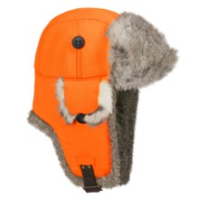 Mad Bomber® Supplex® Nylon Aviator Hat - Rabbit Fur, Insulated (For Men and Women) in Blaze W/Grey Fur - Closeouts