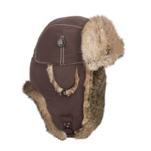 Mad Bomber® Supplex® Nylon Aviator Hat - Rabbit Fur, Insulated (For Men and Women) in Chocolate W/Brown Fur - Closeouts