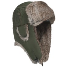 Mad Bomber® Supplex® Nylon Aviator Hat - Rabbit Fur, Insulated (For Men and Women) in Olive W/Brown Fur - Closeouts