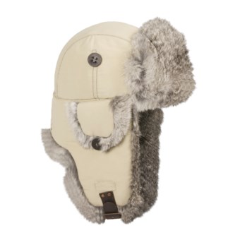 Mad Bomber® Supplex® Nylon Aviator Hat - Rabbit Fur, Insulated (For Men and Women) in Peyote W/Grey Fur