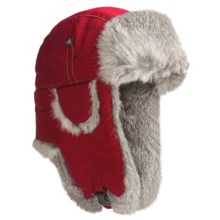 Mad Bomber® Supplex® Nylon Aviator Hat - Rabbit Fur, Insulated (For Men and Women) in Red W/Grey Fur - Closeouts