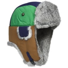 Mad Bomber® Team Color Block Aviator Hat - Rabbit Fur, Insulated (For Men and Women) in Green/Gold/Blue W/Grey Fur - Closeouts