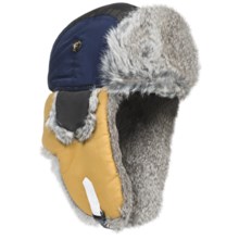 Mad Bomber® Team Color Block Aviator Hat - Rabbit Fur, Insulated (For Men and Women) in Navy/Gold/Black W/Grey Fur - Closeouts