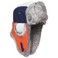 Mad Bomber® Team Color Block Aviator Hat - Rabbit Fur, Insulated (For Men and Women) in Navy/Orange/White W/Grey Fur - Closeouts