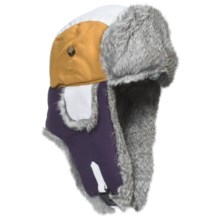 Mad Bomber® Team Color Block Aviator Hat - Rabbit Fur, Insulated (For Men and Women) in Purple/Gold/White W/Grey Fur - Closeouts