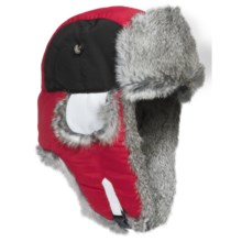 Mad Bomber® Team Color Block Aviator Hat - Rabbit Fur, Insulated (For Men and Women) in Red/Black/White W/Grey Fur - Closeouts
