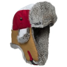 Mad Bomber® Team Color Block Aviator Hat - Rabbit Fur, Insulated (For Men and Women) in Red/Gold/White W/Grey Fur - Closeouts