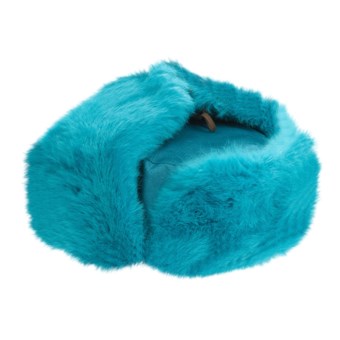 Mad Bomber® Trooper Aviator Hat - Canvas, Rabbit Fur (For Women) in Aqua W/Aqua Fur