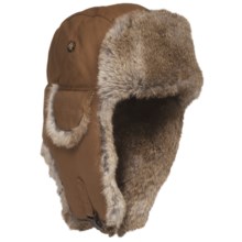 Mad Bomber® Waxed Cotton Aviator Hat - Rabbit Fur (For Men and Women) in Khaki W/Brown Fur - Closeouts