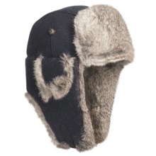 Mad Bomber® Wool Aviator Hat - Rabbit Fur, Insulated (For Men and Women) in Black W/Grey Fur - Closeouts