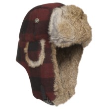 Mad Bomber® Wool Aviator Hat - Rabbit Fur, Insulated (For Men and Women) in Maroon Plaid W/Brown Fur - Closeouts