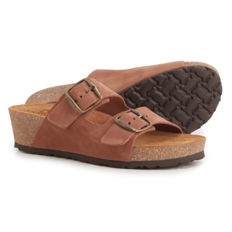 Yokono Made in Spain Double Band Wedge Sandals - Nubuck (For Women) - Tan (42 )