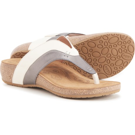 Taos Footwear Made in Spain Sun Queen Thong Sandals - Leather (For Women) - PEWTER/OFF WHITE (42 )