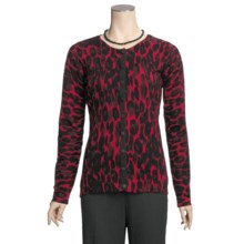 Madison Hill Animal Print Cardigan Sweater - Stretch Cotton (For Women) in Berry Red - Closeouts