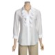 Madison Hill Cotton-Rich Ruffle Shirt - Silk-Look, 3/4 Sleeve (For Women)