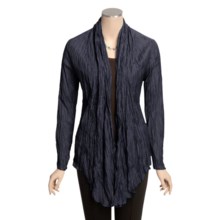 Madison Hill Crinkle Jacket - Silk-Cotton, Open Front (For Women) in Navy - Closeouts