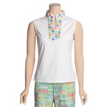 Madison Hill Embroidered Cotton Shirt - Sleeveless (For Women) in White - Closeouts