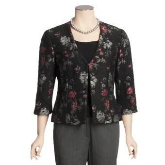 Madison Hill Floral Boucle Jacket - 3/4 Sleeve (For Women) in Multi