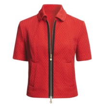 Madison Hill Jacquard Jacket - Zip Front, Short Sleeve (For Women) in Poppy - Closeouts