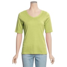 Madison Hill Pima Cotton Knit Shirt - V-Neck, Short Sleeve (For Women) in Key Lime - Closeouts