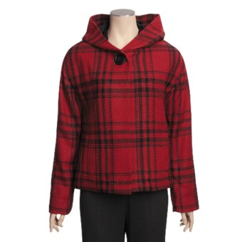 Madison Hill Plaid Jacket - Hooded (For Women) in Berry Red