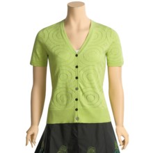 Madison Hill Pointelle Cardigan Sweater - V-Neck, Short Sleeve (For Women) in Lime Sugar - Closeouts