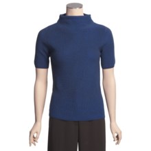 Madison Hill Rib Pullover Sweater - Cotton, Short Sleeve (For Women) in Cobalt - Closeouts