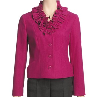 Madison Hill Ruffle Collar Jacket - Boiled Wool (For Women) in Cerise