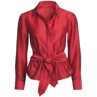 Madison Hill Silky Waist-Tie Blouse - TENCEL®, Long Sleeve (For Women) in Red