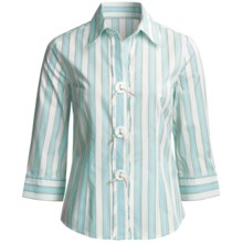 Madison Hill Striped Shirt - Cotton-Rich, 3/4 Sleeve (For Women) in Multi - Closeouts