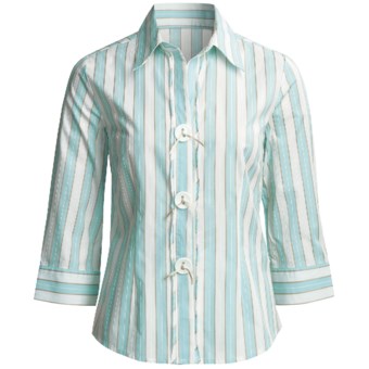 Madison Hill Striped Shirt - Cotton-Rich, 3/4 Sleeve (For Women) in Multi