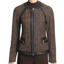 Madison Hill Tweed Jacket - Faux-Leather Trim, Zip Front (For Women) in Multi - Closeouts