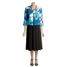 Madison Leigh Shutter Pleat Jacket and Dress - 3/4 Sleeve (For Women) in Black/Turquoise - Closeouts
