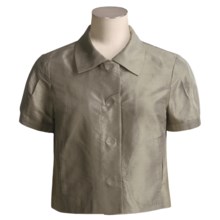 Magaschoni Collection Silk Dupioni Jacket - Short Sleeve (For Women) in Tobacco - Closeouts