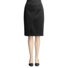 Magaschoni Collection Stretch Cotton Skirt - Overlap Front (For Women) in Black - Closeouts