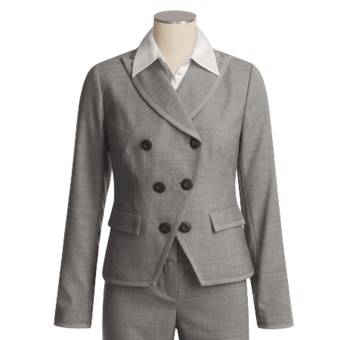 Magaschoni Collection Wool Crepe Jacket - Dove Grey Melange (For Women) in Grey Dove Melange