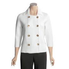 Magaschoni Cotton Pea Coat - Double-Knit, 3/4 Sleeve (For Women) in White - Closeouts