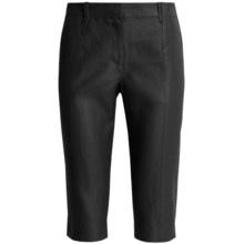 Magaschoni Crop Pants - Coated Linen (For Women) in Black - Closeouts