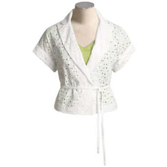 Magaschoni Eyelet Jacket - Imported Cotton, Short Sleeve (For Women)