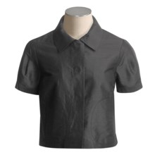 Magaschoni Silk Dupioni Jacket - Short Sleeve (For Women) in Black - Closeouts