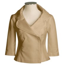 Magaschoni Ultra Stretch Cotton Jacket - Wide Lapels, 3/4 Sleeve (For Women) in Sandstorm/Gold - Closeouts