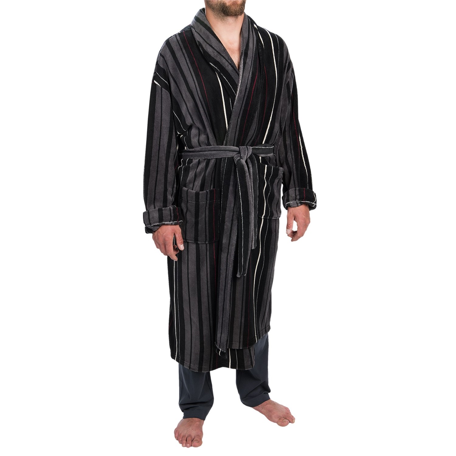 Majestic Fancy Patterned Fleece Robe (For Men) Save 84