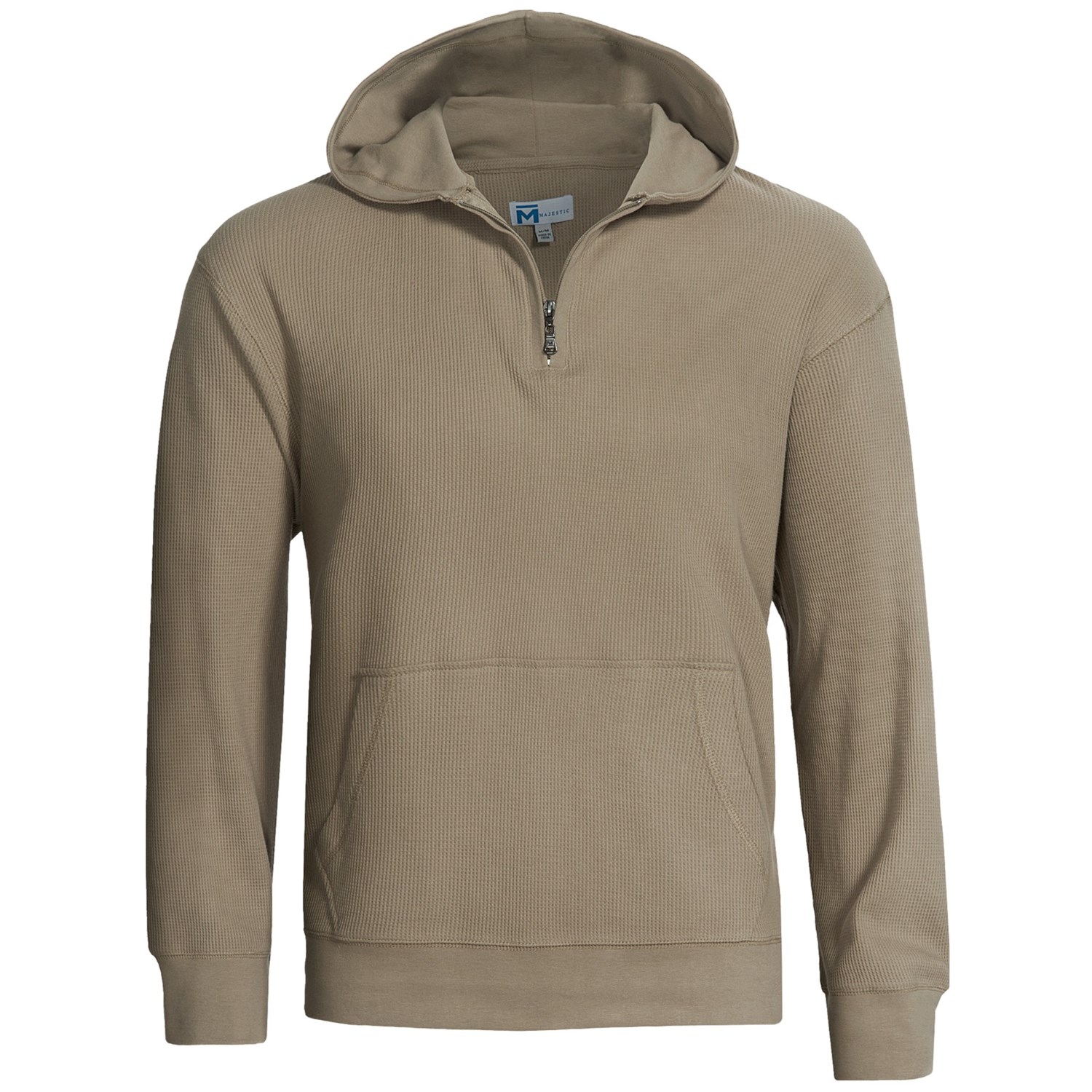 Majestic Knit Thermal Hoodie Sweatshirt - Zip Neck (For Men) in String