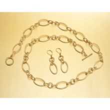 Majestic Oval Chain-Link Necklace and Earring Set in Gold - Closeouts