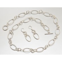 Majestic Oval Chain-Link Necklace and Earring Set in Silver - Closeouts