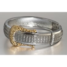 Majestic Two-Tone Buckle Bangle Bracelet in Silver/Gold - Closeouts